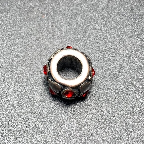 Vintage Sterling Silver 925 Red Crystal Heart Slide Charm Fits All Bracelets - Picture 3 of 7